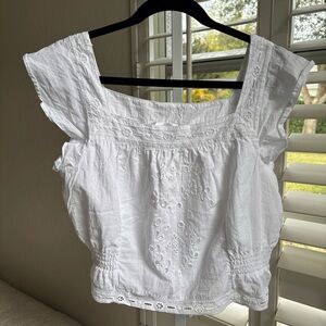 BAILEY 44 Eyelet Embroidered Cotton Top Size Large Boho Chic Peasant